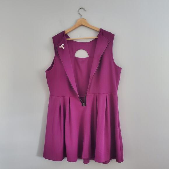 Bongo Plus Women's Sleeveless Purple Mini A-line Dress 1X - Picture 3 of 8